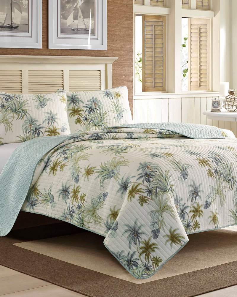 Serenity Palms Standard Quilted Sham Blue | Tommy Bahama Smart Buy - Serenity Palms Standard Quilted Sham
