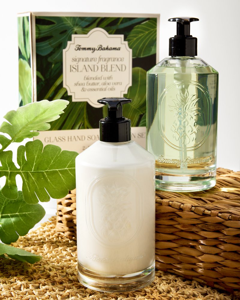 Island Blend Glass Hand Soap & Lotion Set Island Blend | Tommy Bahama Discount - Island Blend Glass Hand Soap & Lotion Set