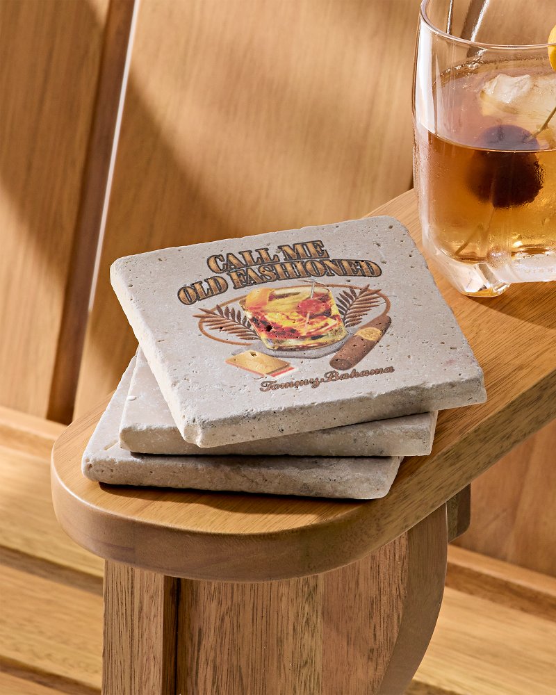 Call Me Old Fashioned Travertine Coaster Set Multicolor | Tommy Bahama Premium - Call Me Old Fashioned Travertine Coaster Set