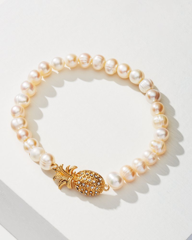 Tropical Blooms Pearl Stretch Bracelet Gold | Tommy Bahama Best Price - Tropical Blooms Pearl Stretch Bracelet