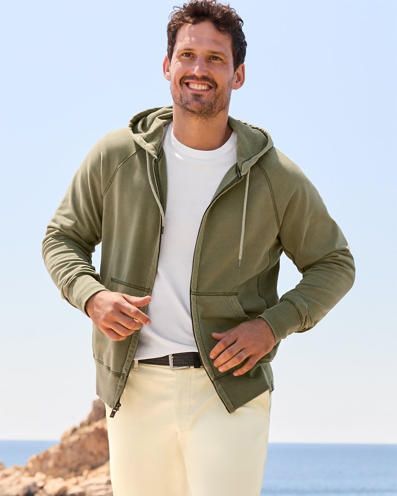 Big & Tall Ben & Terry Full-Zip Sweatshirt Tea Leaf | Tommy Bahama Best Price - Big & Tall Ben & Terry Full-Zip Sweatshirt