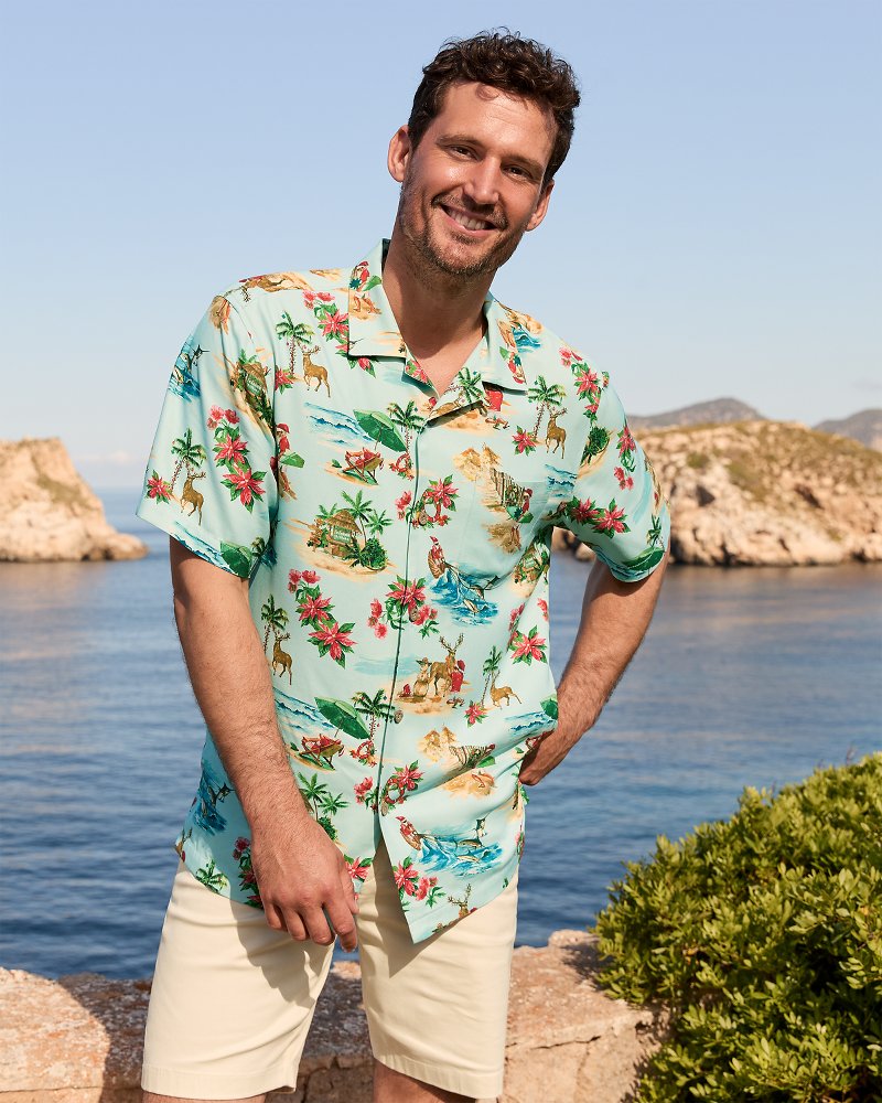 Big & Tall Santa Shores Silk Camp Shirt Light Sky | Tommy Bahama Latest - Big & Tall Santa Shores Silk Camp Shirt