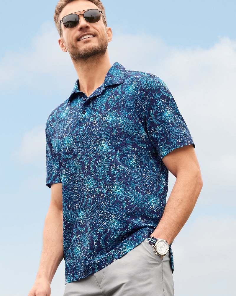 Big & Tall Bahama Coast Azul Burst IslandZone® Polo Bering Blue | Tommy Bahama Deals - Big & Tall Bahama Coast Azul Burst IslandZone® Polo