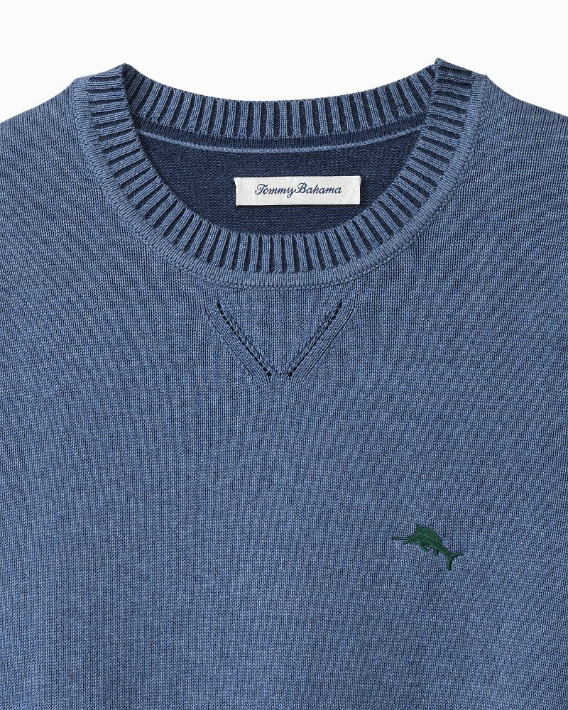 Big & Tall Marlin Luxe Crew Sweater Dutch Blue Hthr | Tommy Bahama Trending - Big & Tall Marlin Luxe Crew Sweater