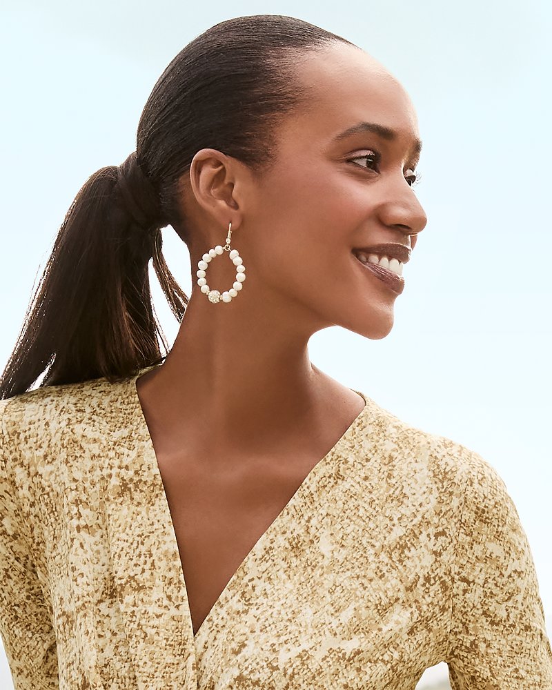 Madeira Pearl Statement Drop Hoop Earrings Gold | Tommy Bahama Exclusive - Madeira Pearl Statement Drop Hoop Earrings