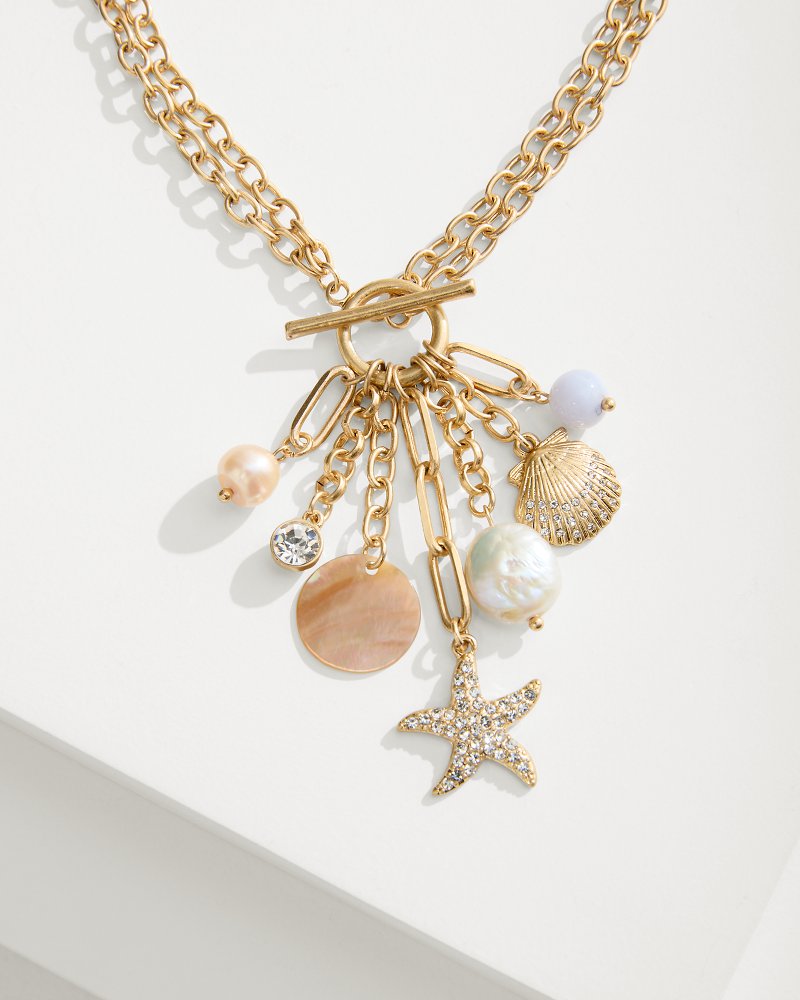 Sanibel Island Multi-Charm Necklace Gold | Tommy Bahama Everyday - Sanibel Island Multi-Charm Necklace
