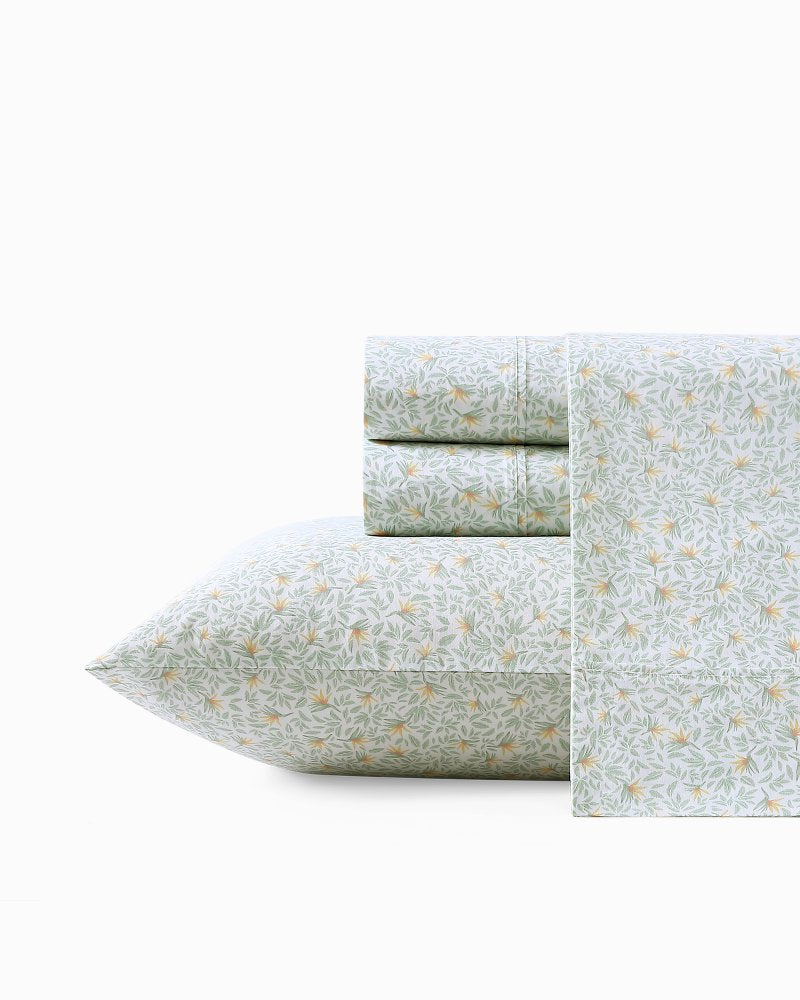 Crane Flower 4-Piece Queen Sheet Set Green | Tommy Bahama Smart Buy - Crane Flower 4-Piece Queen Sheet Set