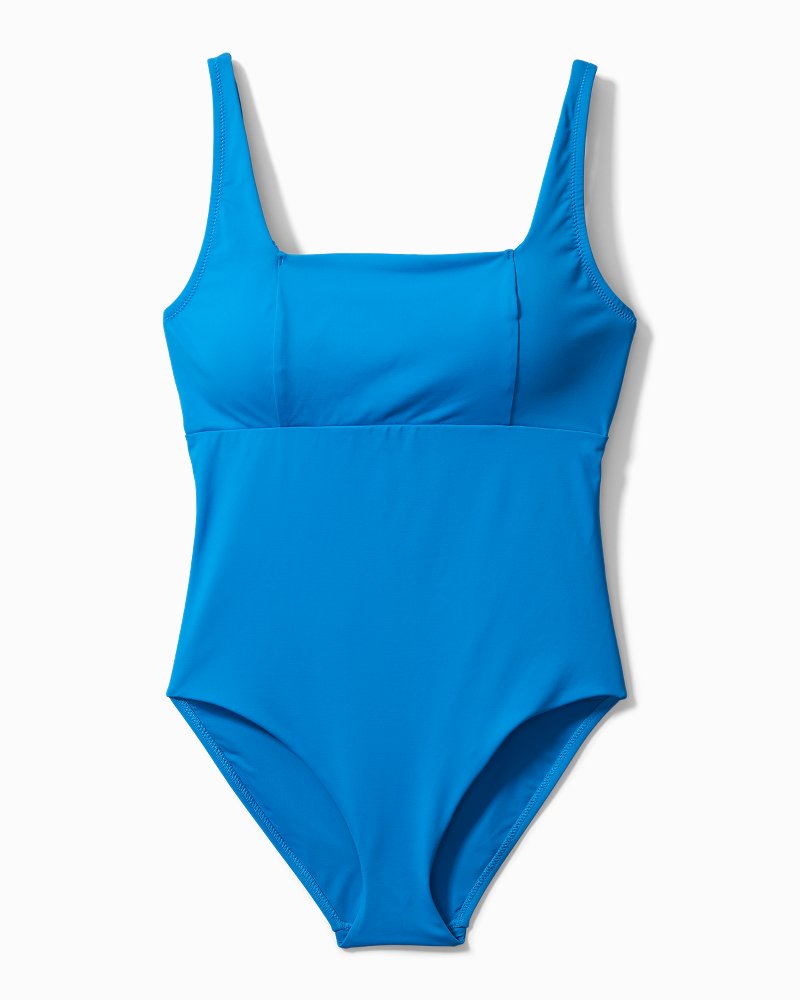 Palm Modern® Square Neck One-Piece Swimsuit Cerulean Crystal | Tommy Bahama Trusted - Palm Modern® Square Neck One-Piece Swimsuit