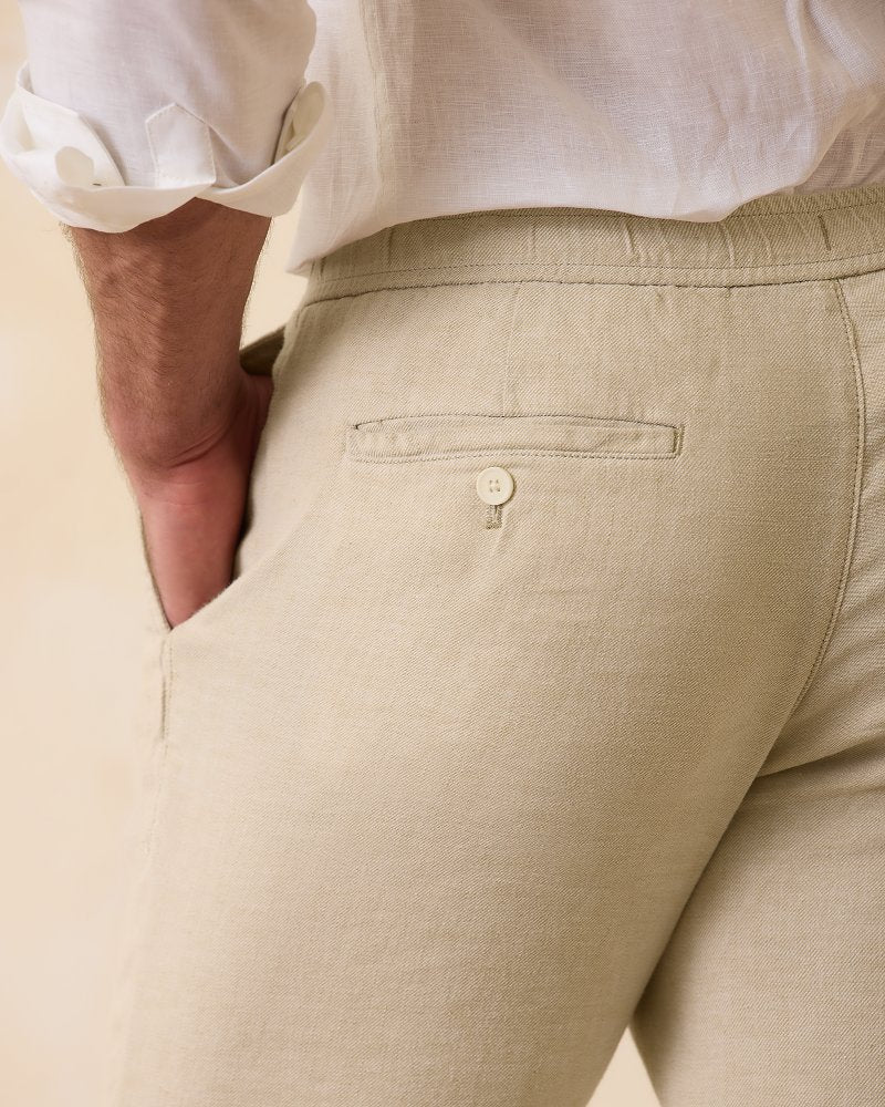 Beach Coast Linen-Blend Elastic-Waist Pants Stone Khaki | Tommy Bahama Recommended - Beach Coast Linen-Blend Elastic-Waist Pants