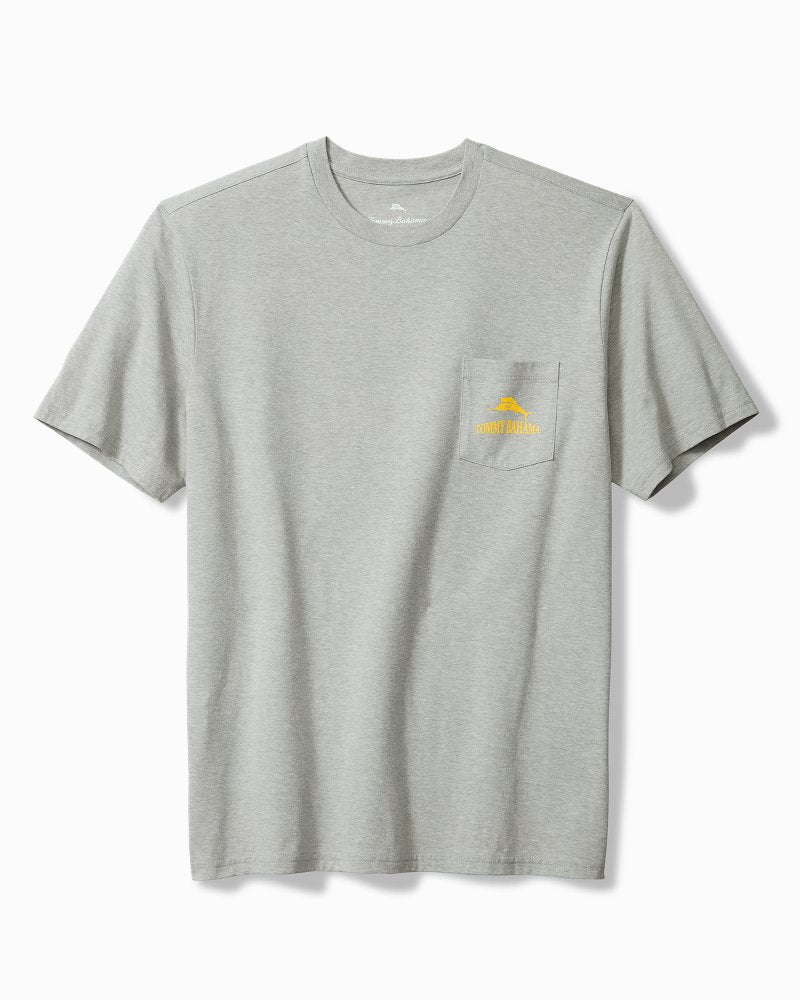 Old Dogs, Cue Tricks Graphic Pocket T-Shirt Grey Heather | Tommy Bahama Value - Old Dogs, Cue Tricks Graphic Pocket T-Shirt