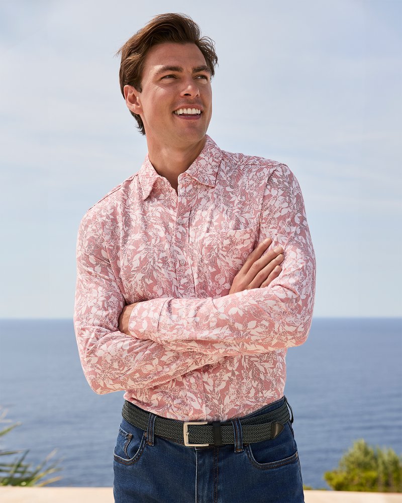 San Lucio Casa Vines Knit Stretch Shirt Rose Red | Tommy Bahama Customer Favorite - San Lucio Casa Vines Knit Stretch Shirt