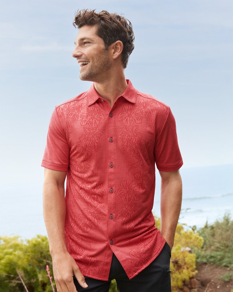 Palm Coast Cascade Vines IslandZone® Knit Shirt Dark Havana | Tommy Bahama Premium - Palm Coast Cascade Vines IslandZone® Knit Shirt