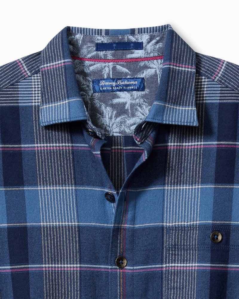 Canyon Beach Pebble Cay Plaid Stretch Flannel Shirt Dockside Blue | Tommy Bahama Featured - Canyon Beach Pebble Cay Plaid Stretch Flannel Shirt