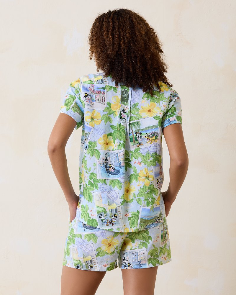 Disney Coastalina Postcard to Paradise Linen Camp Shirt Continental | Tommy Bahama Classic - Disney Coastalina Postcard to Paradise Linen Camp Shirt
