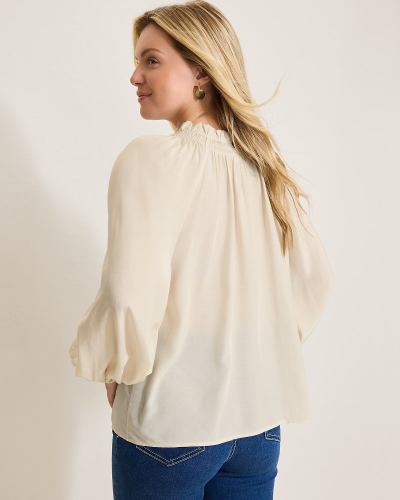 Silky Seas Smocked Peasant Top Cameo | Tommy Bahama Best Seller - Silky Seas Smocked Peasant Top