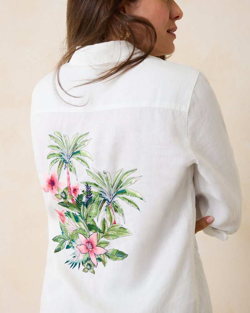 Coastalina Coastal Palms Linen Shirt White | Tommy Bahama Exclusive - Coastalina Coastal Palms Linen Shirt