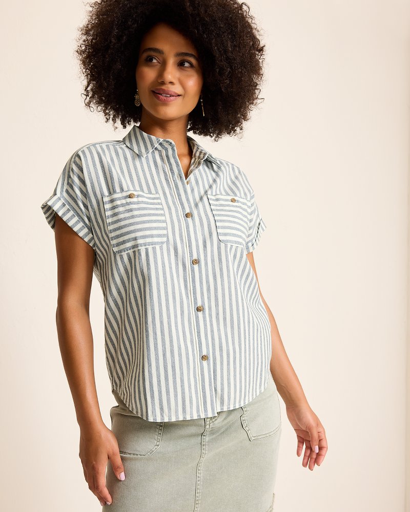 Seaway Stripe Coastal Twill Shirt Seacoast Wash | Tommy Bahama Quality - Seaway Stripe Coastal Twill Shirt