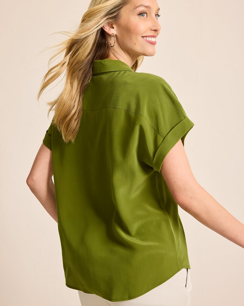 Silk Dolman Camp Shirt Olive Tree | Tommy Bahama Trending - Silk Dolman Camp Shirt
