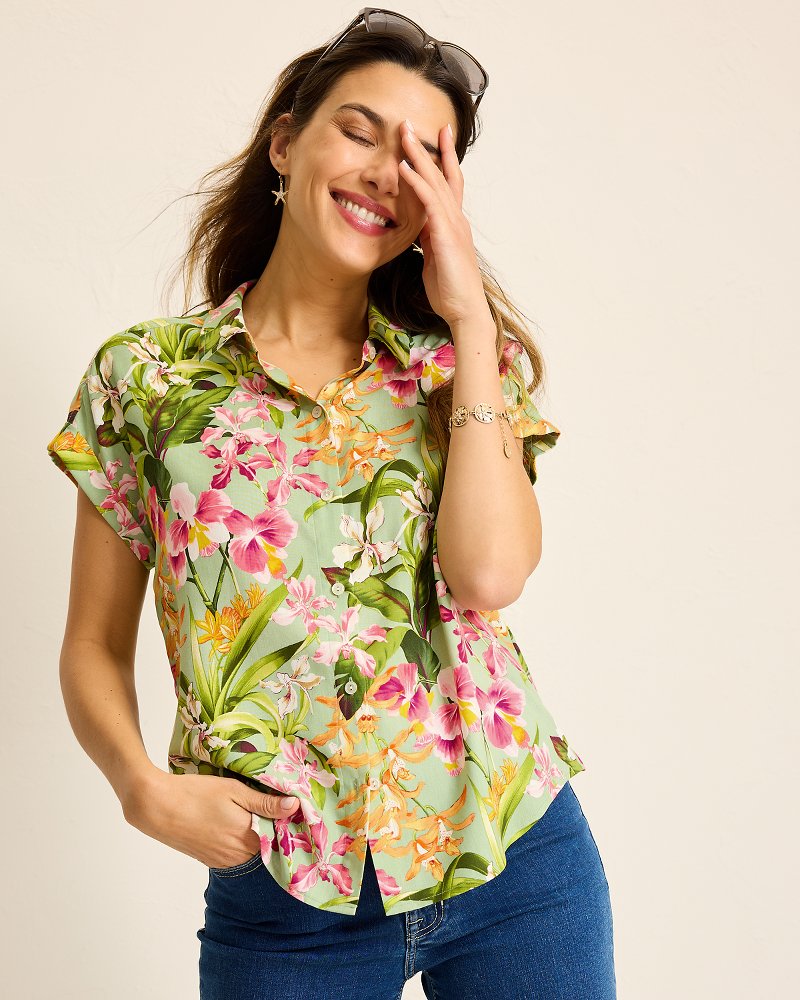 Orchid Bay Silk Camp Shirt Polished Pine | Tommy Bahama Exclusive - Orchid Bay Silk Camp Shirt