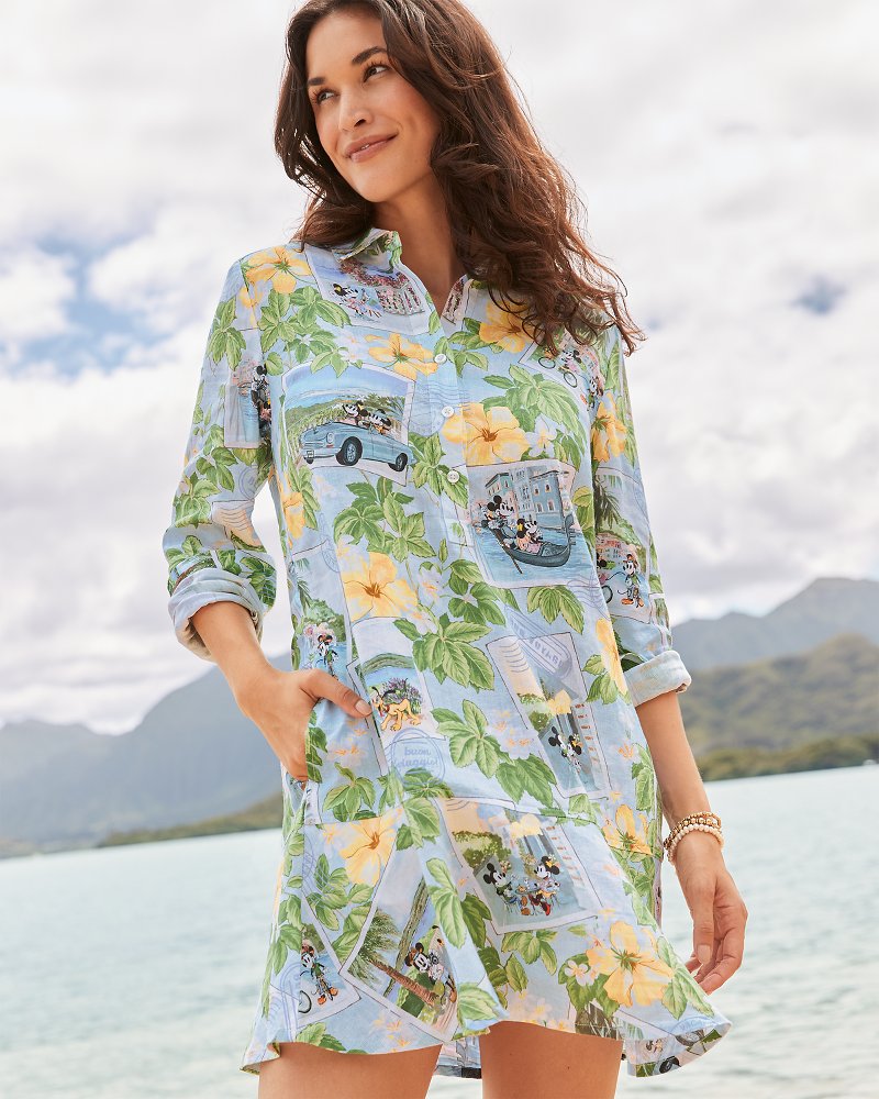 Disney Coastalina Postcard to Paradise Linen Dress Continental | Tommy Bahama Trending - Disney Coastalina Postcard to Paradise Linen Dress