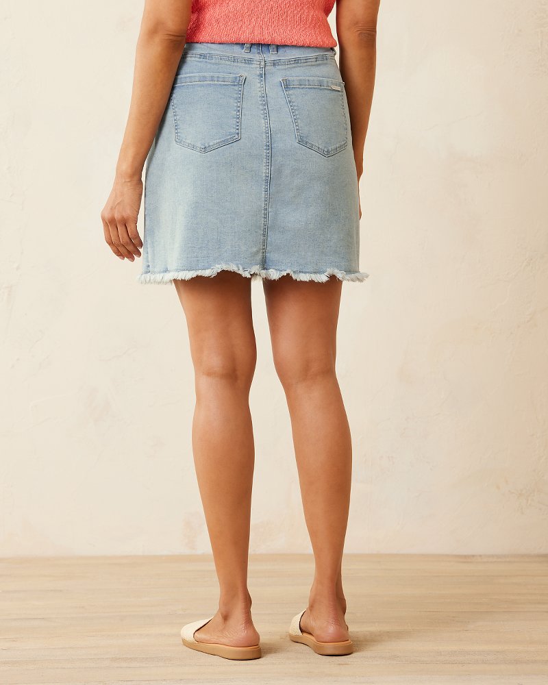 Boracay® Indigo Raw-Edge Skirt Bleach Wash | Tommy Bahama New - Boracay® Indigo Raw-Edge Skirt