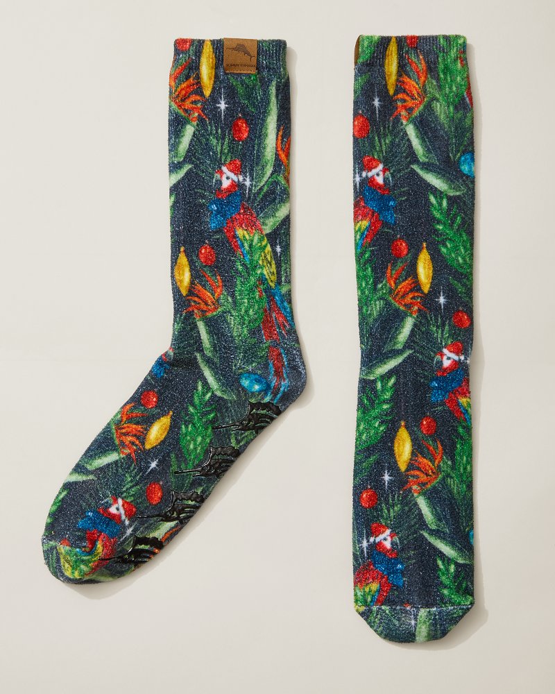 Island Soft® Holiday Parrot Socks Black | Tommy Bahama Classic - Island Soft® Holiday Parrot Socks