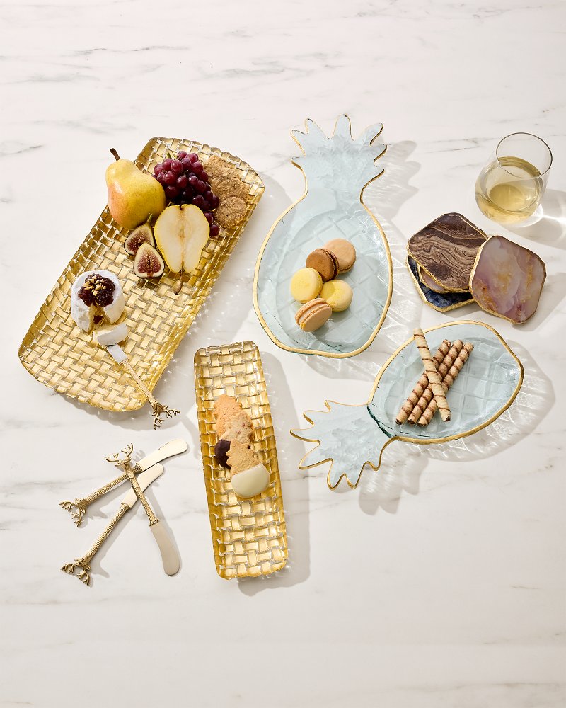 Braided Glass Serving Trays — Set of 2 Gold | Tommy Bahama Trusted - Braided Glass Serving Trays — Set of 2