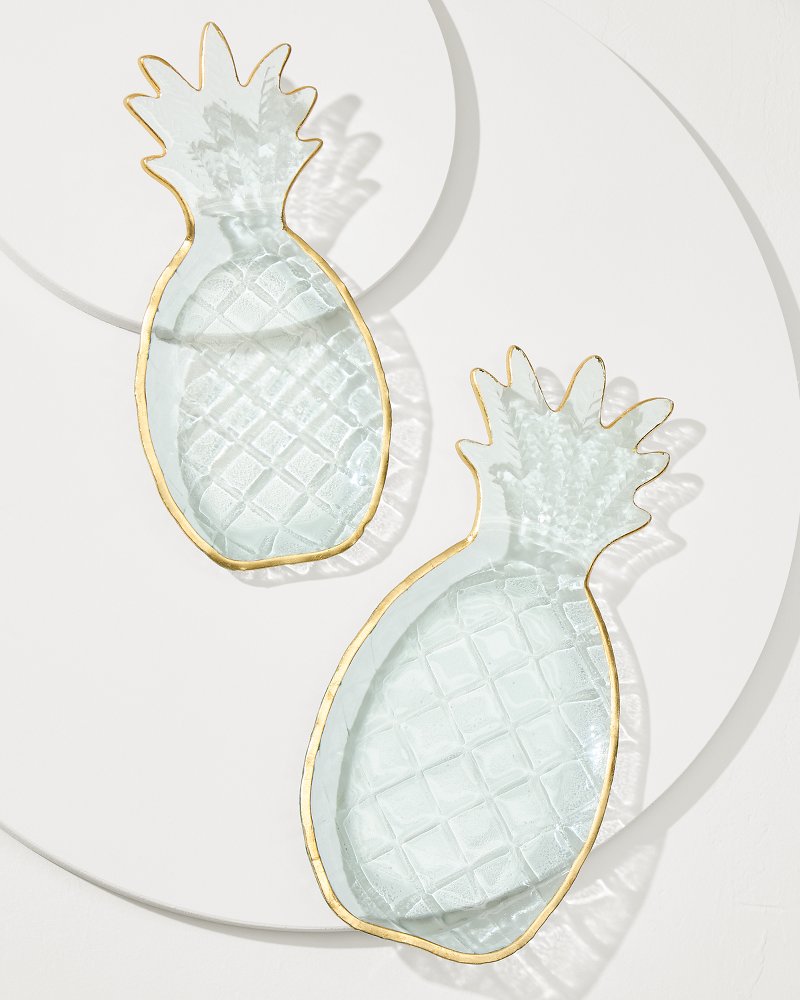 Glass Pineapple Trays — Set of 2 Clear | Tommy Bahama Smart Buy - Glass Pineapple Trays — Set of 2