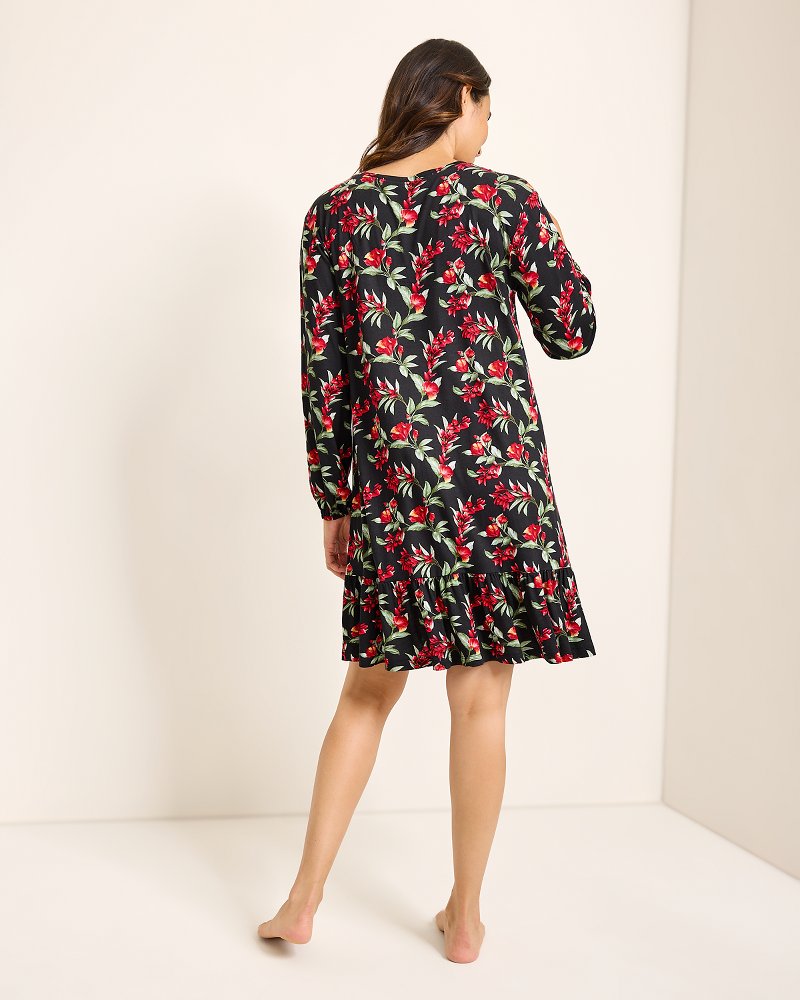 Jersey Long-Sleeve Short Sleep Dress Black Cherry | Tommy Bahama Best Price - Jersey Long-Sleeve Short Sleep Dress