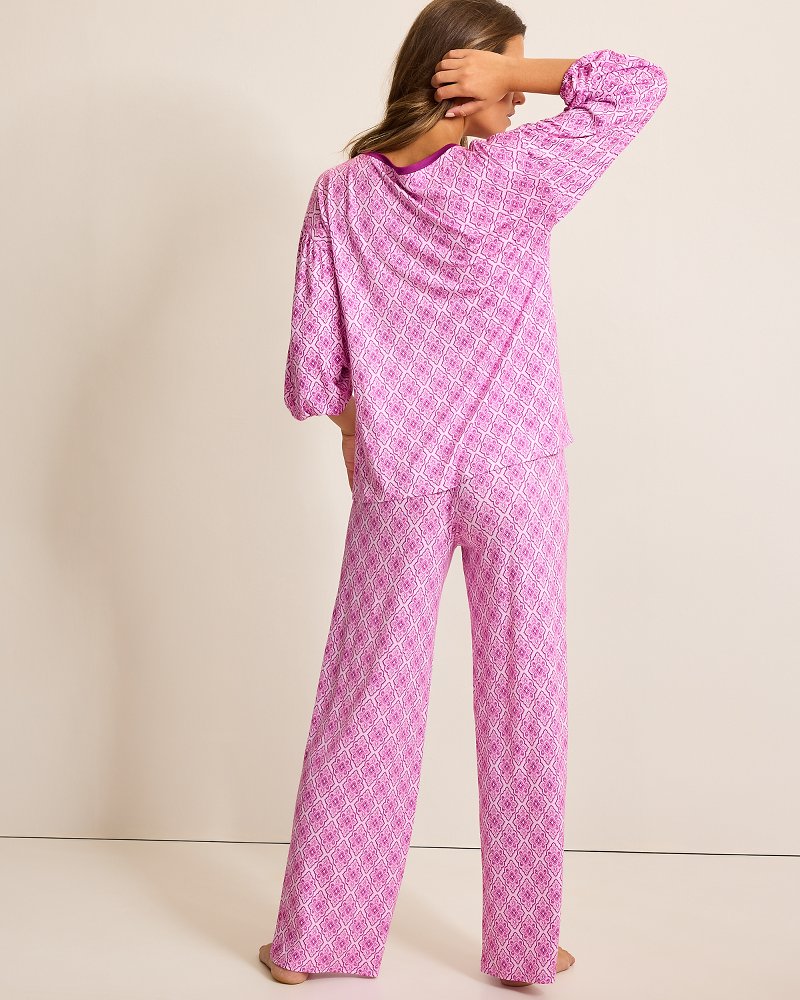 Jersey 3/4-Sleeve & Pants Pajama Set Iced Purple | Tommy Bahama Top Pick - Jersey 3/4-Sleeve & Pants Pajama Set