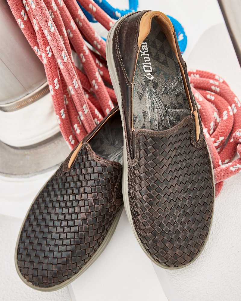 OluKai® Lae'ahi Lauhala Slip-On Sneakers Dark Wood | Tommy Bahama Best Price - OluKai® Lae'ahi Lauhala Slip-On Sneakers