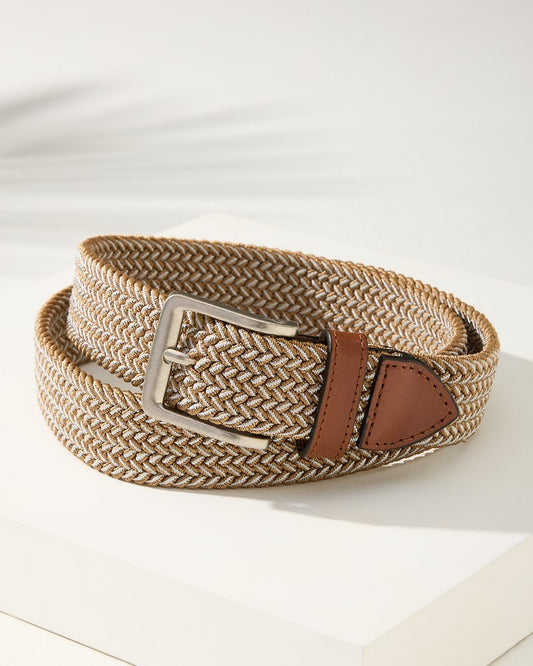 Two-Tone Stretch Webbed Belt Khaki | Tommy Bahama Special Offer - Two-Tone Stretch Webbed Belt