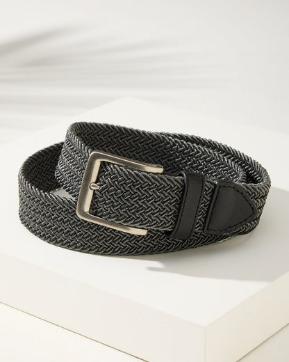 Two-Tone Stretch Webbed Belt Black | Tommy Bahama New - Two-Tone Stretch Webbed Belt