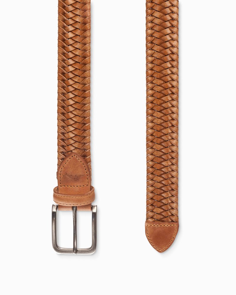 Braided Leather Stretch Belt Tan | Tommy Bahama Special Offer - Braided Leather Stretch Belt