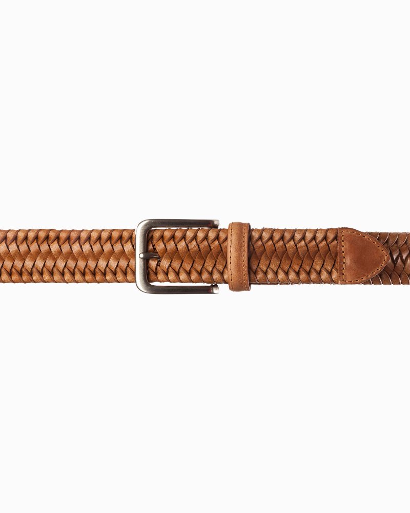 Braided Leather Stretch Belt Tan | Tommy Bahama Special Offer - Braided Leather Stretch Belt
