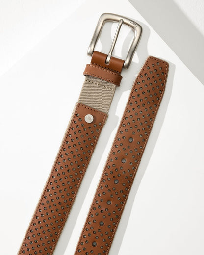 Leather Mesh Cushion Performance Belt Tan | Tommy Bahama Best Price - Leather Mesh Cushion Performance Belt