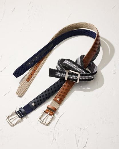 Leather Mesh Cushion Performance Belt Tan | Tommy Bahama Best Price - Leather Mesh Cushion Performance Belt