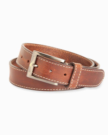 Heavy Stitch Leather Belt Brown | Tommy Bahama Recommended - Heavy Stitch Leather Belt