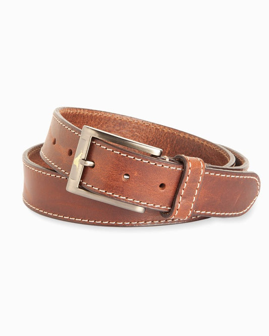 Heavy Stitch Leather Belt Brown | Tommy Bahama Recommended - Heavy Stitch Leather Belt