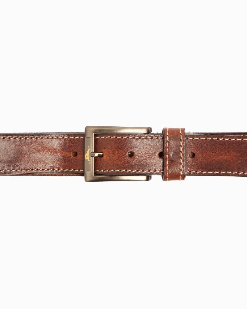 Heavy Stitch Leather Belt Brown | Tommy Bahama Recommended - Heavy Stitch Leather Belt
