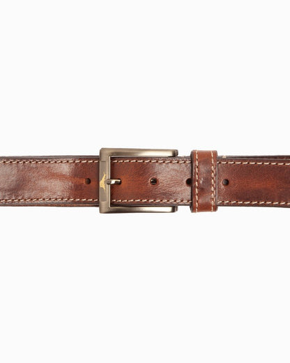 Heavy Stitch Leather Belt Brown | Tommy Bahama Recommended - Heavy Stitch Leather Belt