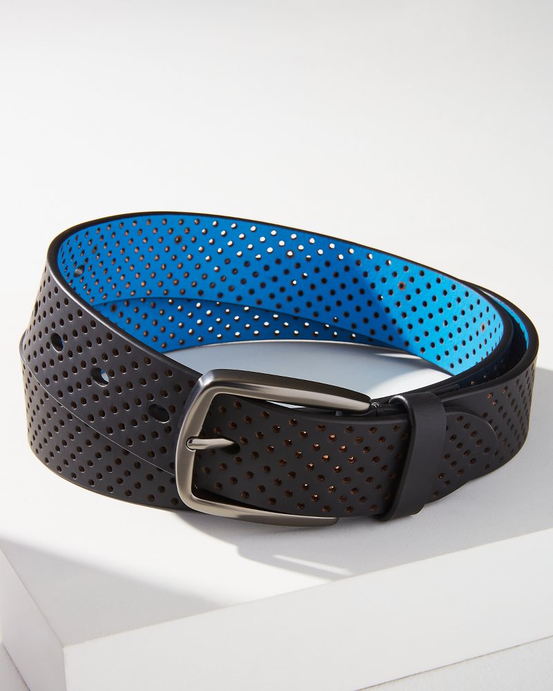 Perforated Rubberized Performance Belt Black | Tommy Bahama Popular - Perforated Rubberized Performance Belt