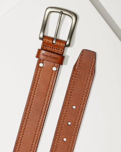 Leather Top-Stitch Belt Tan | Tommy Bahama Best Price - Leather Top-Stitch Belt