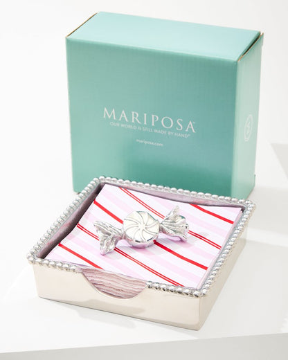 Beaded Peppermint Napkin Box Set Silver | Tommy Bahama Discount - Beaded Peppermint Napkin Box Set