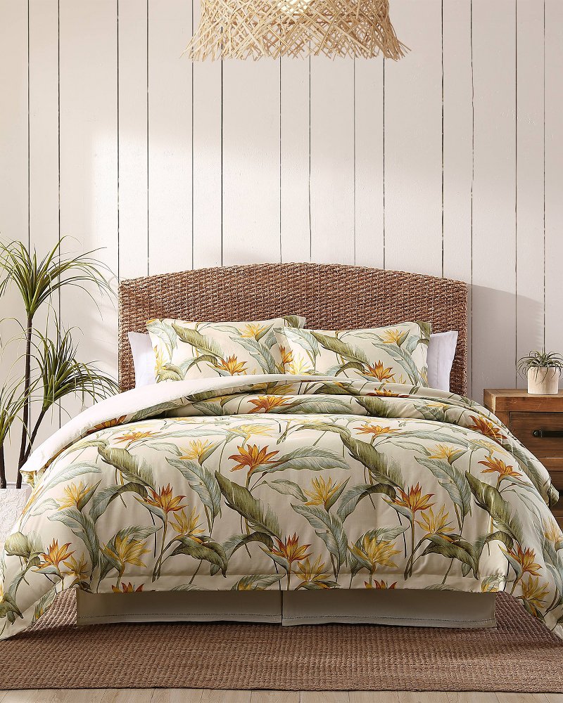 Birds of Paradise 4-Piece California King Comforter Set Ivory | Tommy Bahama Popular - Birds of Paradise 4-Piece California King Comforter Set
