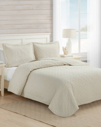 Raffia Solid 2-Piece Twin Quilt Set Beige | Tommy Bahama Value - Raffia Solid 2-Piece Twin Quilt Set