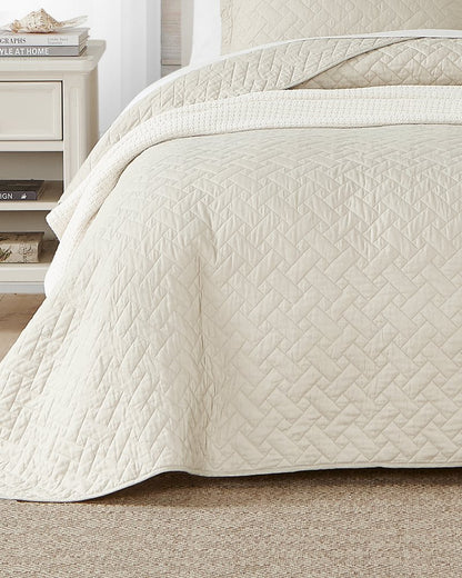 Raffia Solid 2-Piece Twin Quilt Set Beige | Tommy Bahama Value - Raffia Solid 2-Piece Twin Quilt Set