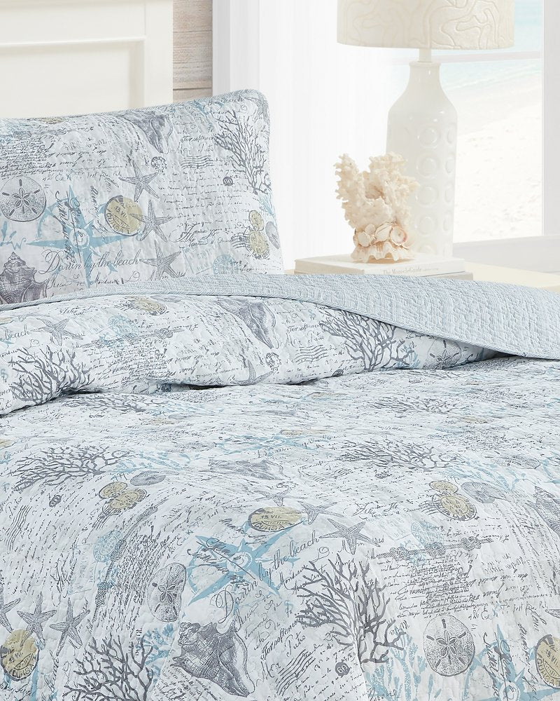 Beach Bliss 2-Piece Twin Quilt Set Grey | Tommy Bahama Essential - Beach Bliss 2-Piece Twin Quilt Set