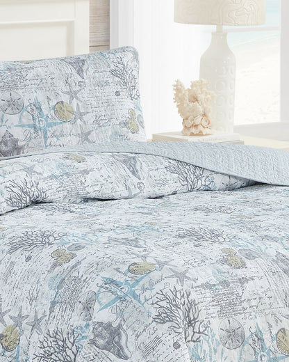 Beach Bliss 2-Piece Twin Quilt Set Grey | Tommy Bahama Essential - Beach Bliss 2-Piece Twin Quilt Set