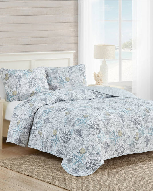 Beach Bliss 3-Piece King Quilt Set Grey | Tommy Bahama Special Offer - Beach Bliss 3-Piece King Quilt Set